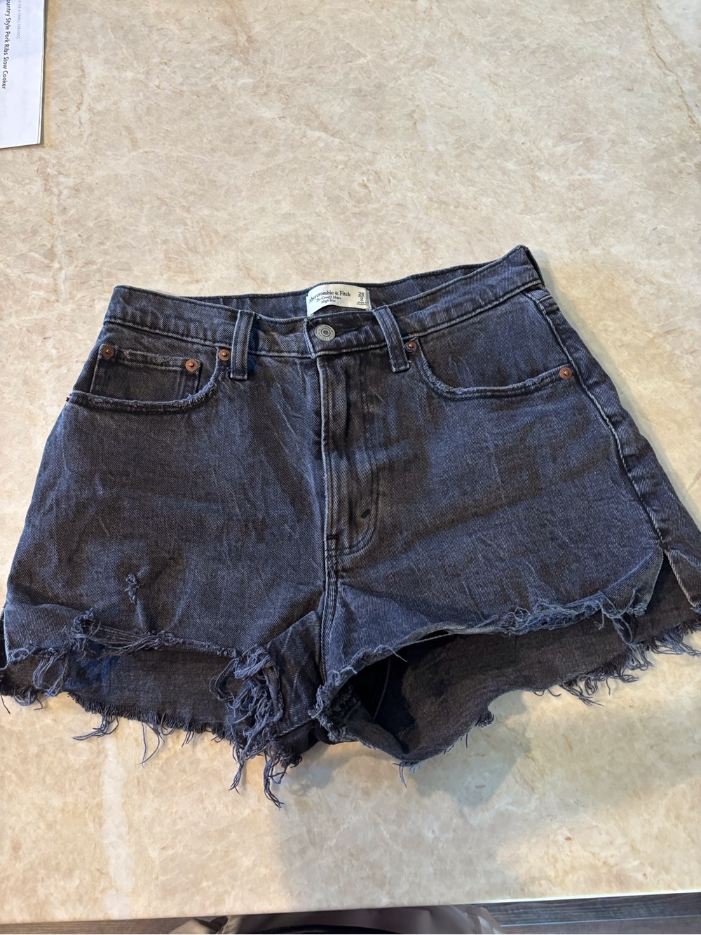 Abercrombie & Fitch Distressed Black Denim Shorts